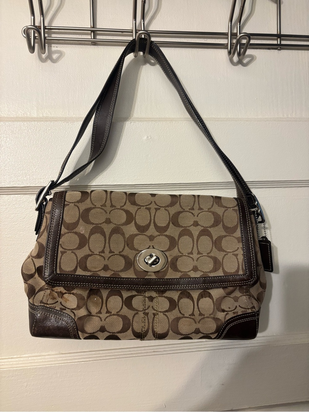 Coach Signature Canvas Shoulder Bag in Brown